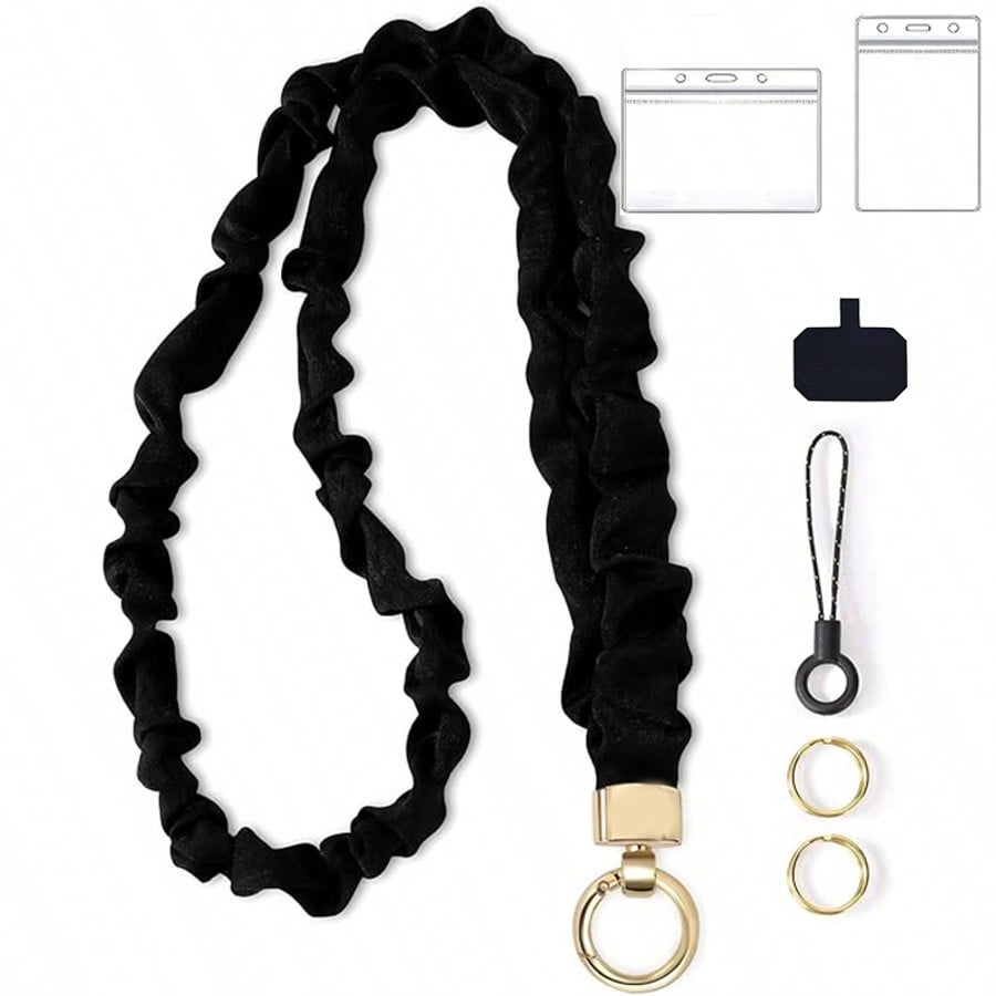 Lanyard Badge Holder - Fashion Scrunchie Lanyard with Retractable Keychain,