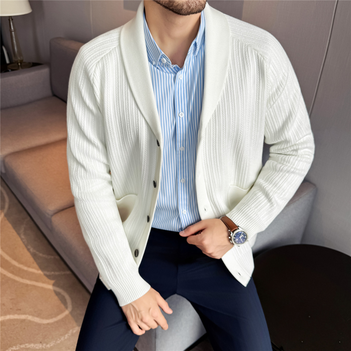 Men's Shawl Collar Knit Cardig - Muffler Men Wool review and price