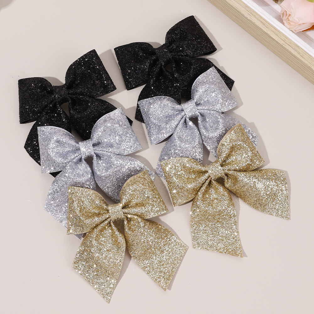 6Pcs Sparkling Bow Hair Clips  - Tie Clip Silver review and price