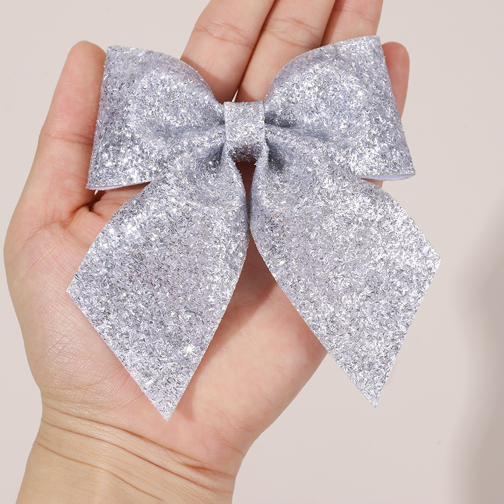 6Pcs Sparkling Bow Hair Clips  - Tie Clip Silver review and price