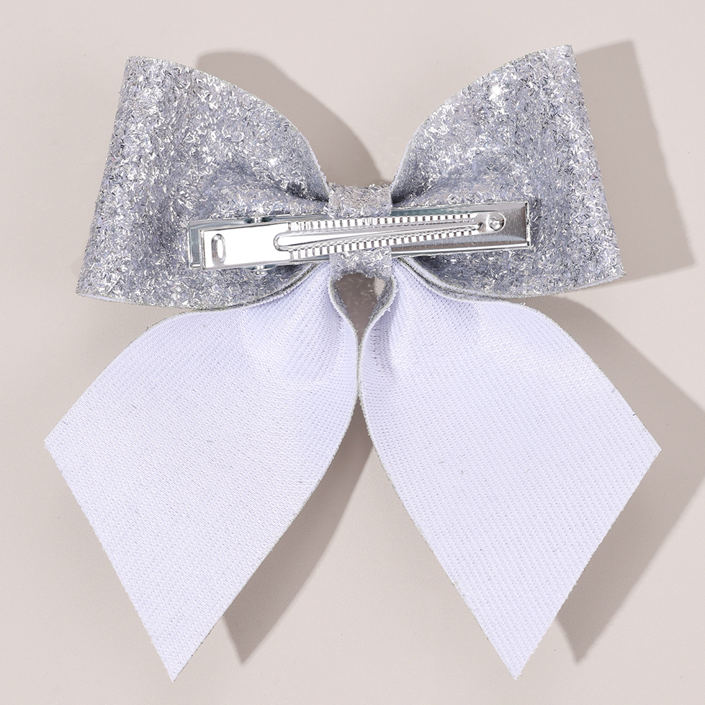 6Pcs Sparkling Bow Hair Clips  - Tie Clip Silver review and price