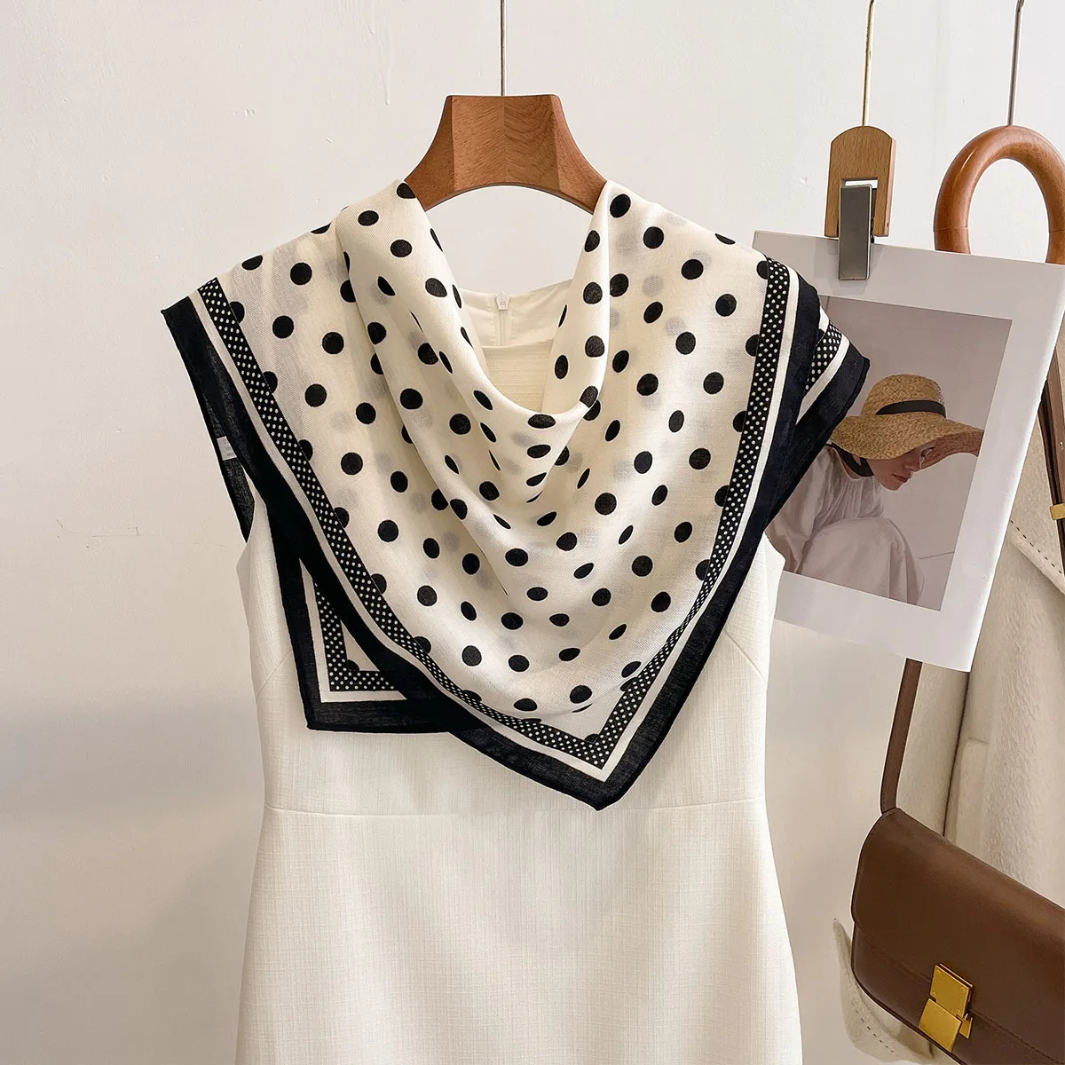 Luxury Polka Dot Printed Squar - Scarf Silk Square review and price