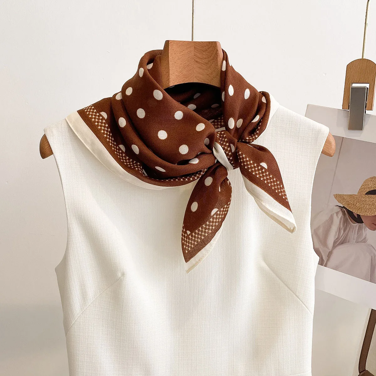 Luxury Polka Dot Printed Squar - Scarf Silk Square review and price