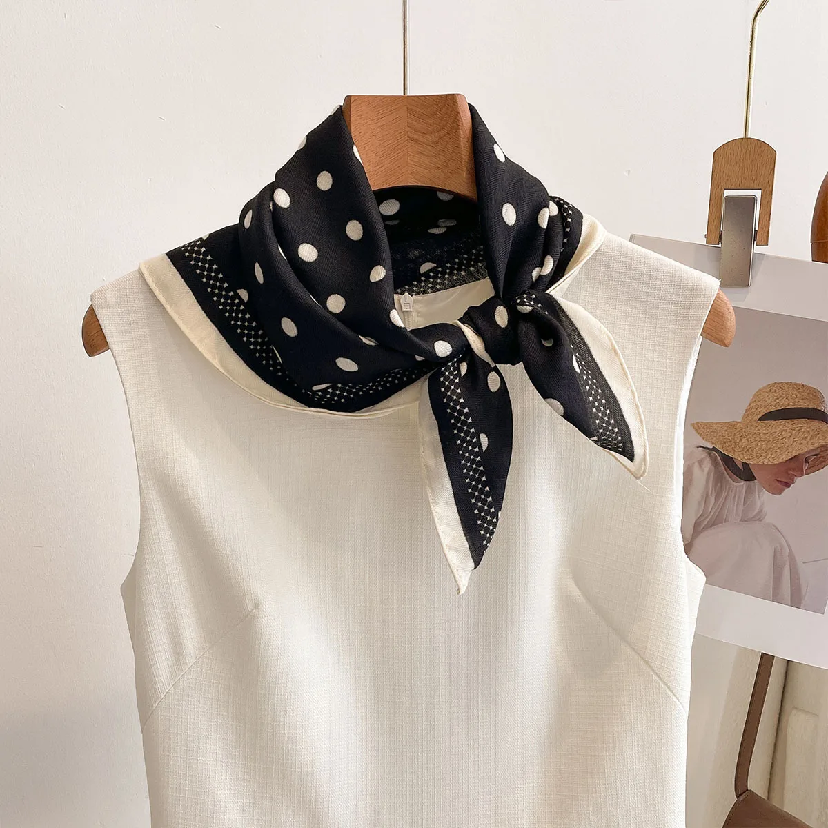 Luxury Polka Dot Printed Squar - Scarf Silk Square review and price