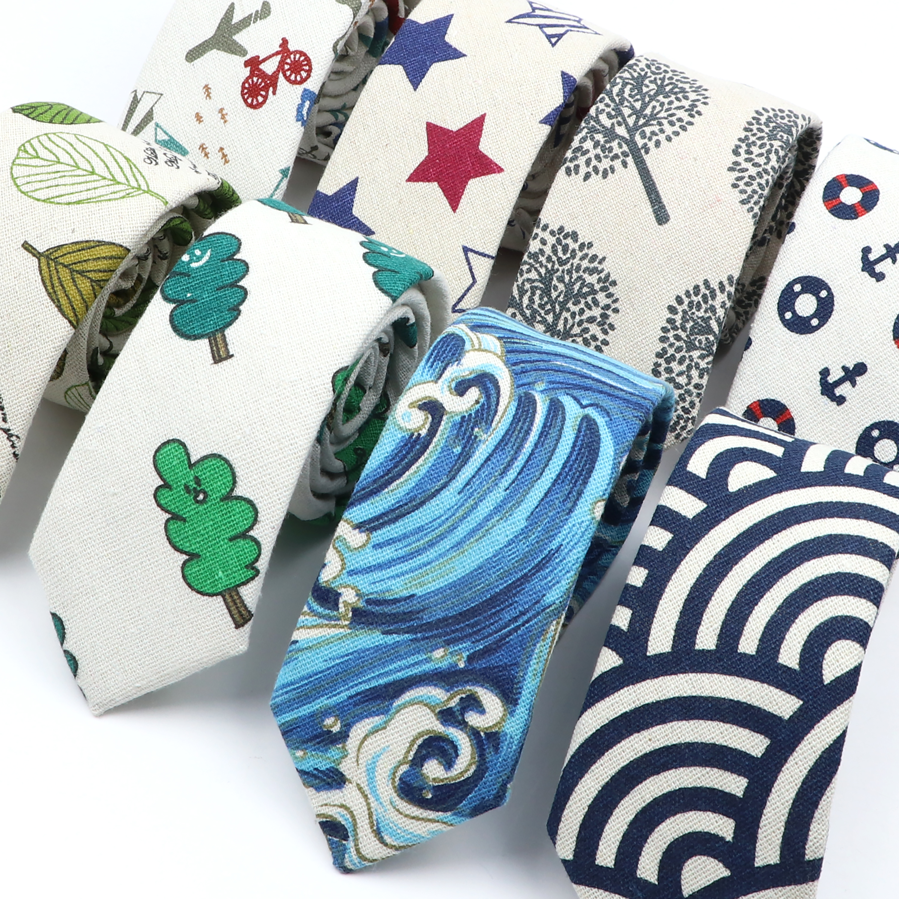 Novelty Cartoon Linen Tie For  - Skinny Tie Men review and price