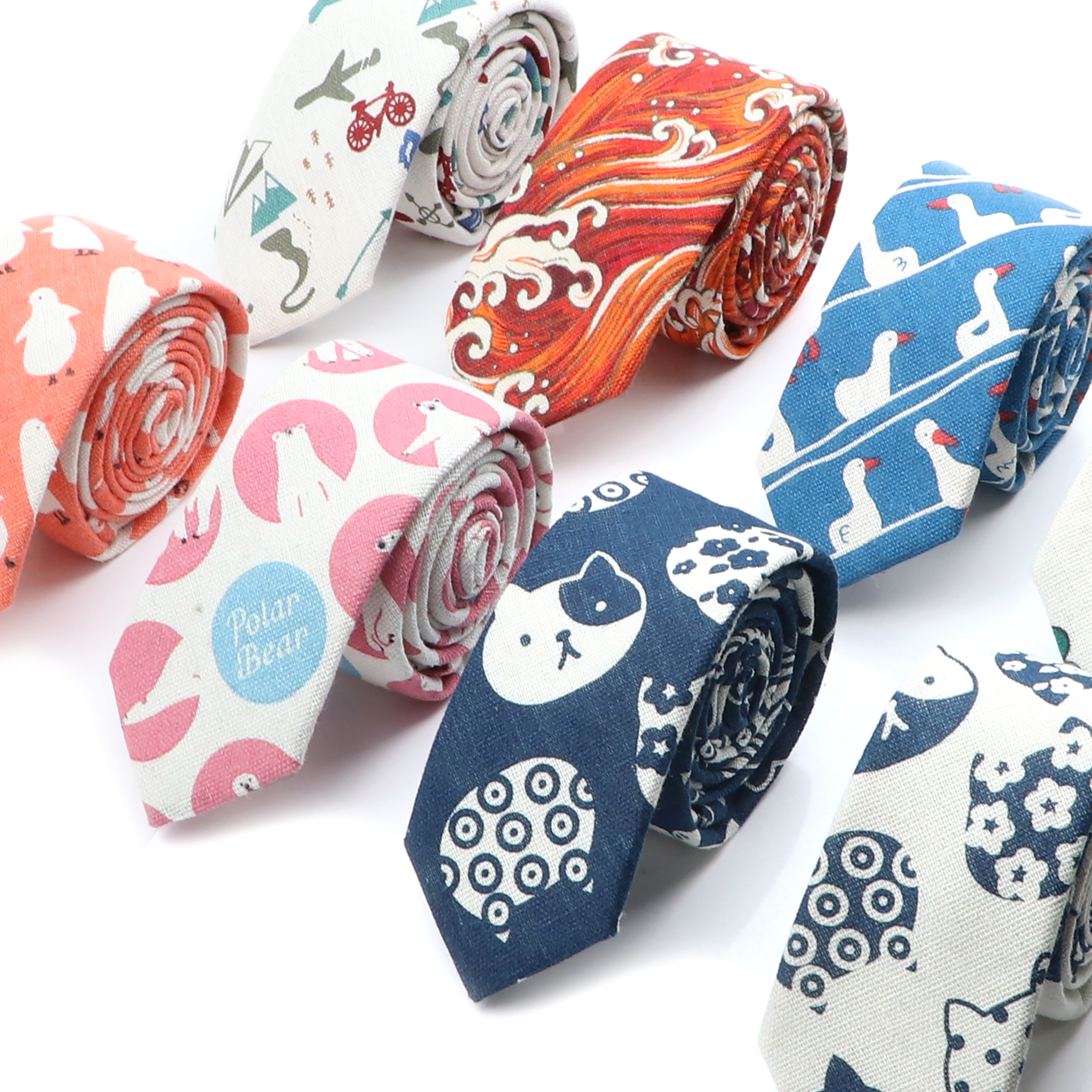 Novelty Cartoon Linen Tie For  - Skinny Tie Men review and price