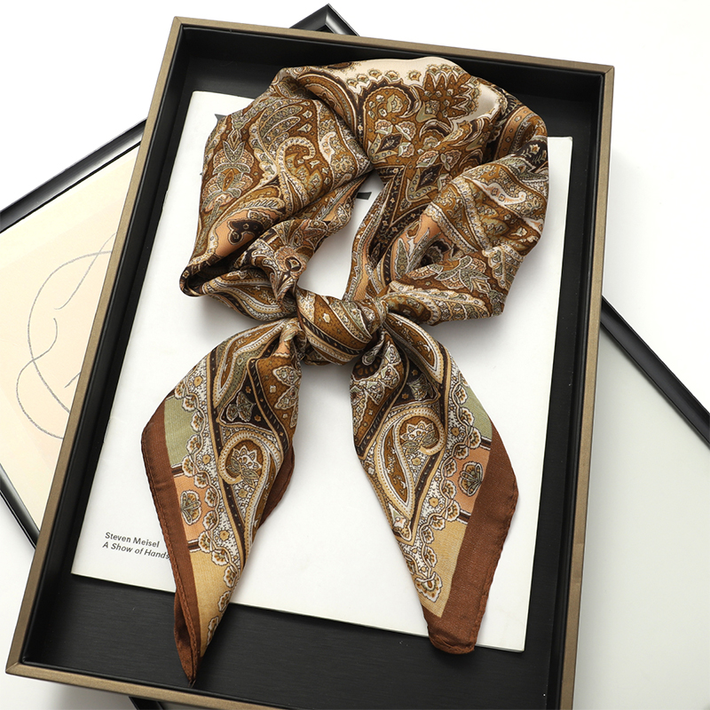Bohemian Style Print Luxury Br - Scarf Silk Square review and price