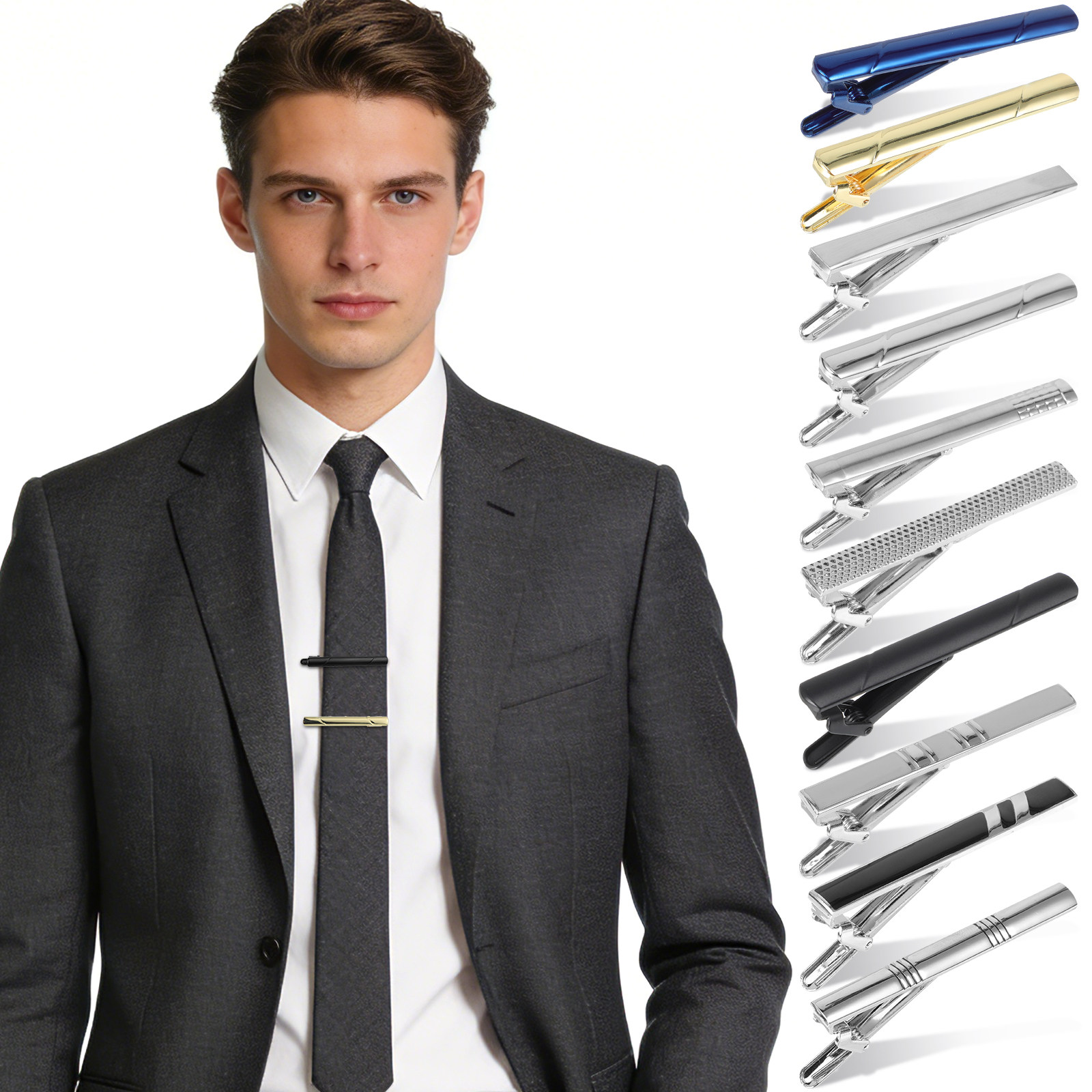 10Pcs Tie Clip Set for Men Ele - Tie Bar Set Gift review and price