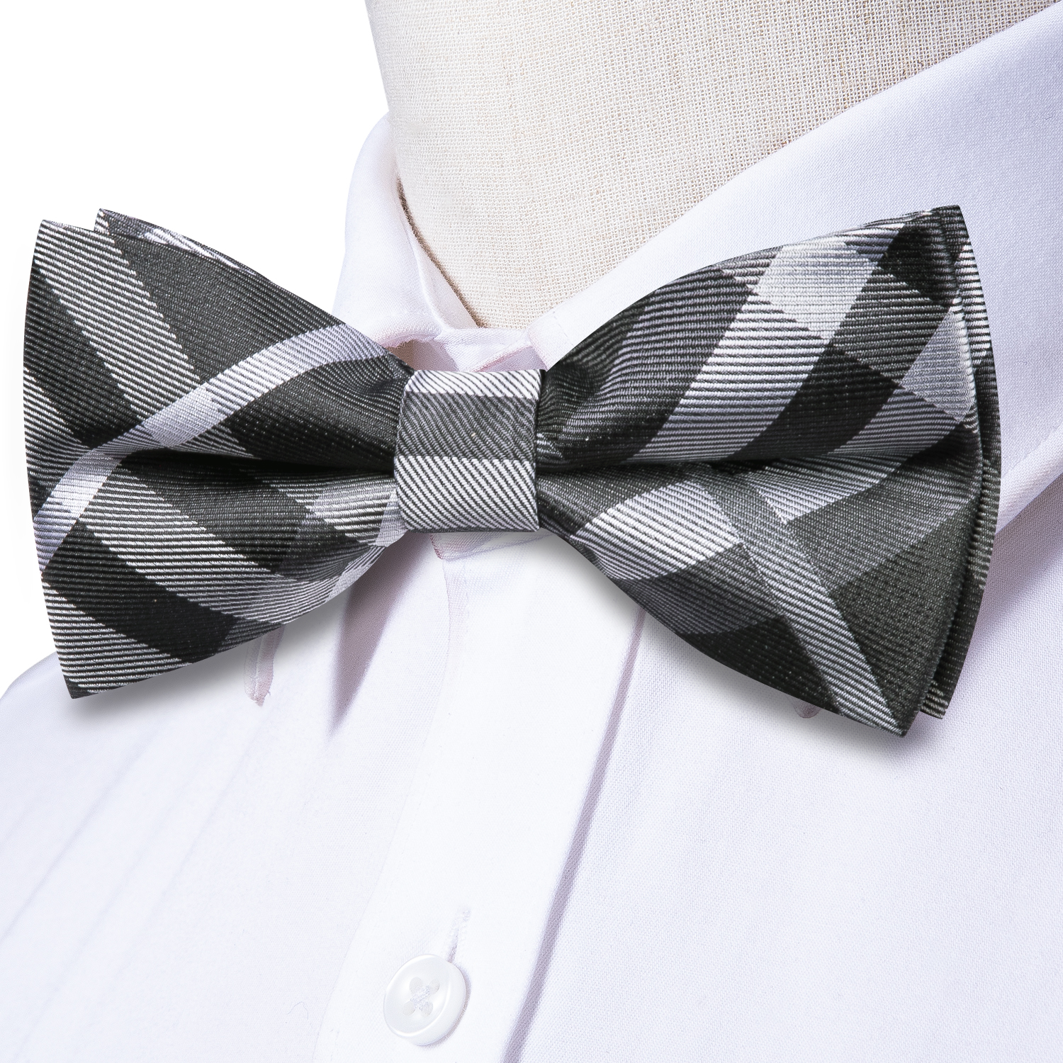 Hi-Tie Grey Plaid Jacquard Sil - Bow Tie Pre Tied review and price