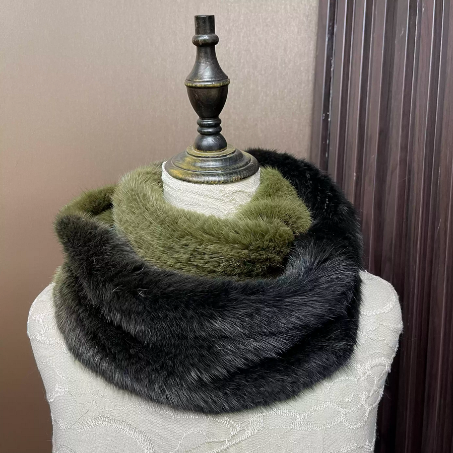 Ombre Color Genuine Mink Fur S - Infinity Scarf Knit review and price