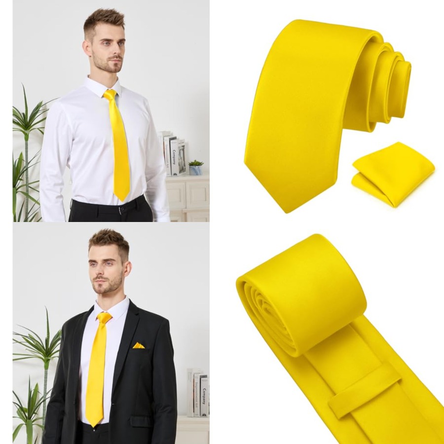 Men's Tie Set Solid Pure Color - Pocket Square Set review and price