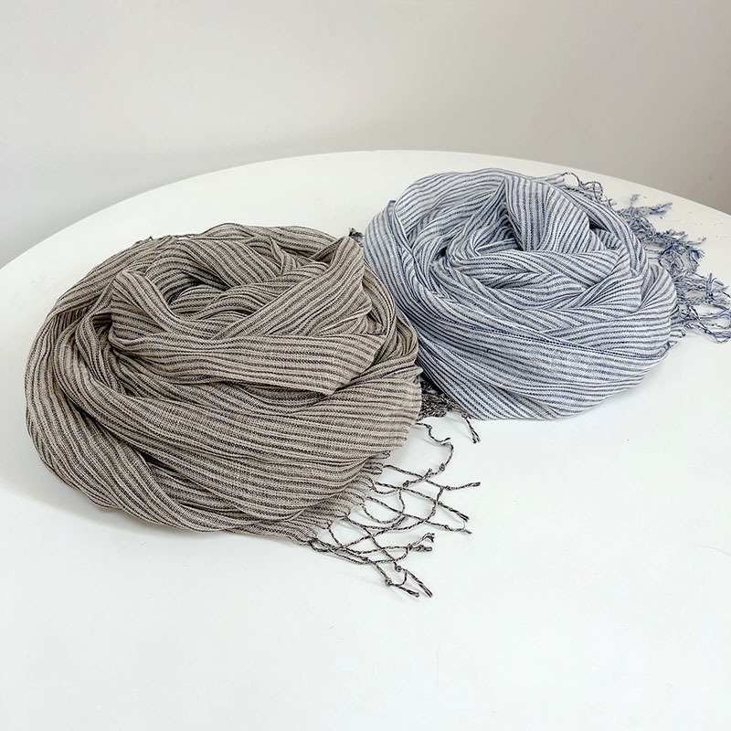 Retro Stripe 100% Linen scarf  - Ascot Neck Scarf review and price