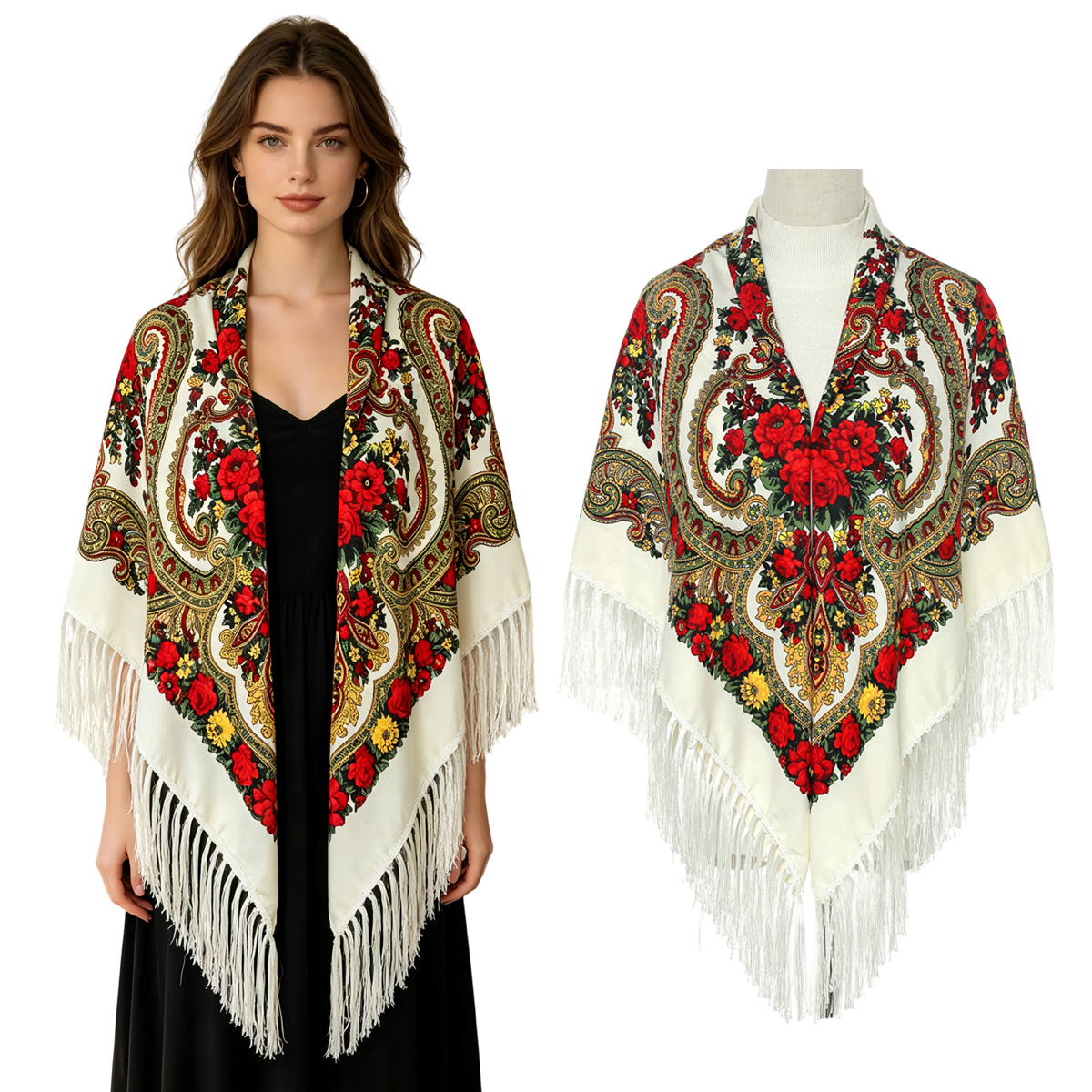130cm New Russian Square Scarf - Woven Scarf Blanket review and price