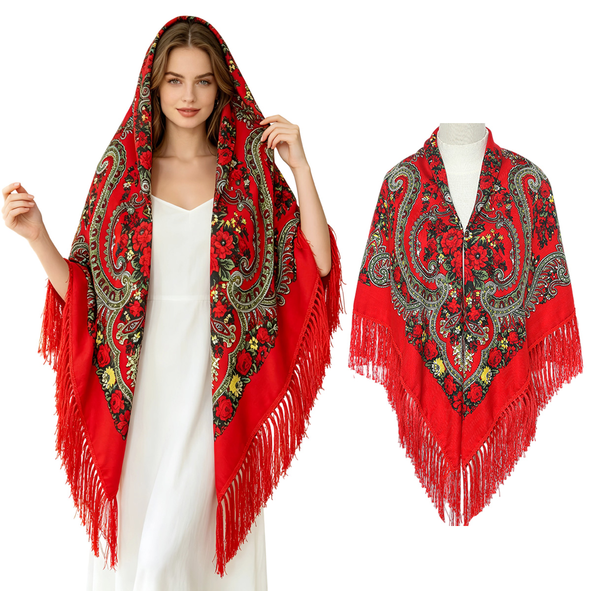 130cm New Russian Square Scarf - Woven Scarf Blanket review and price