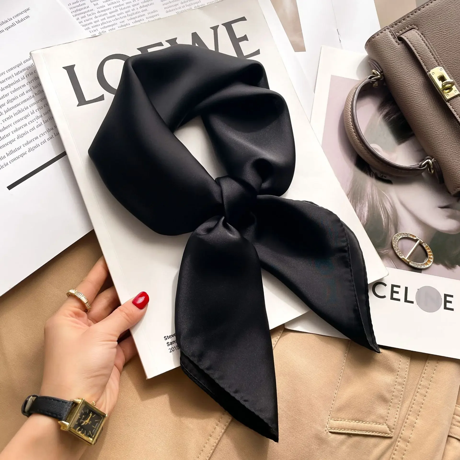 70cm Solid Colors Neckerchief  - Scarf Silk Square review and price