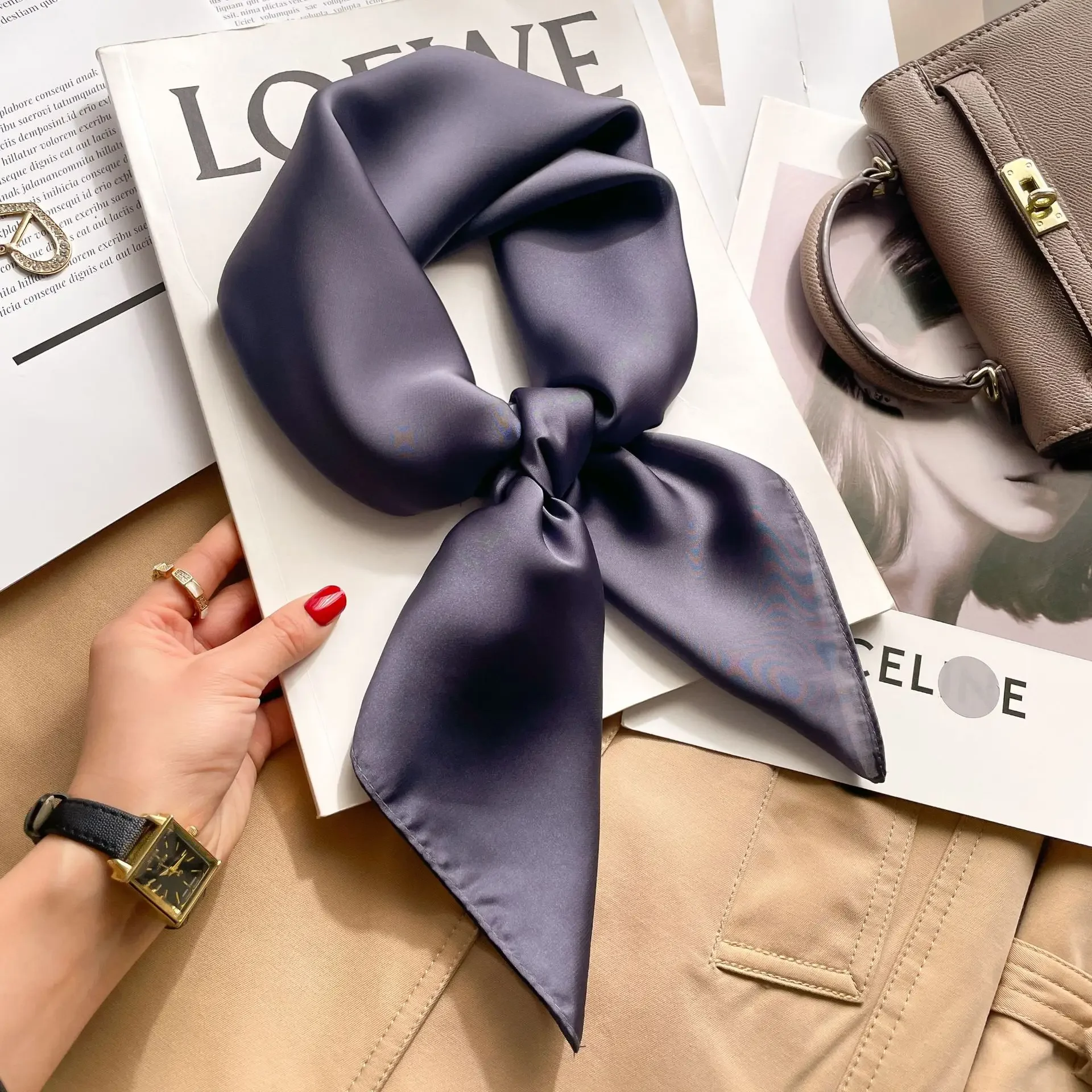 70cm Solid Colors Neckerchief  - Scarf Silk Square review and price
