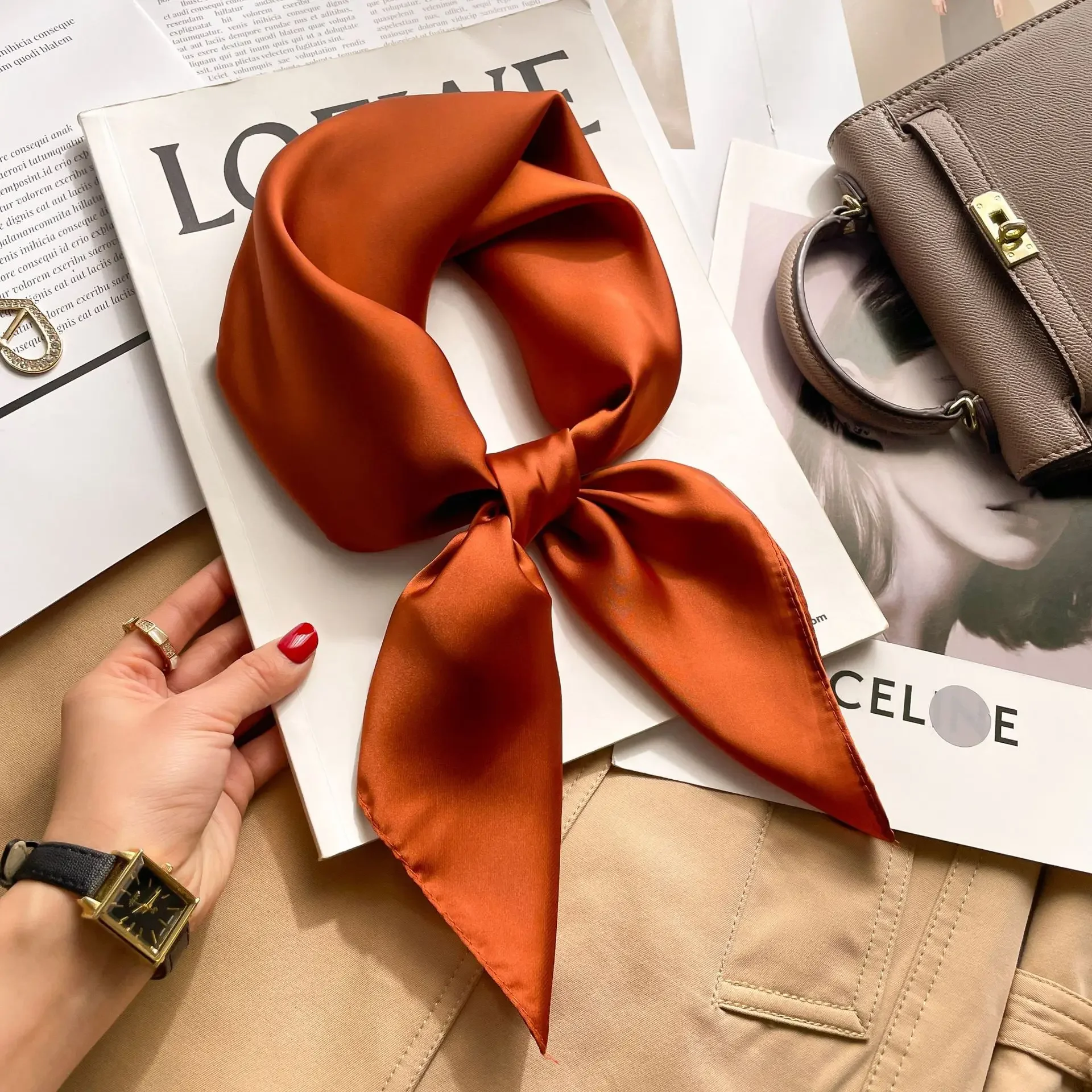 70cm Solid Colors Neckerchief  - Scarf Silk Square review and price