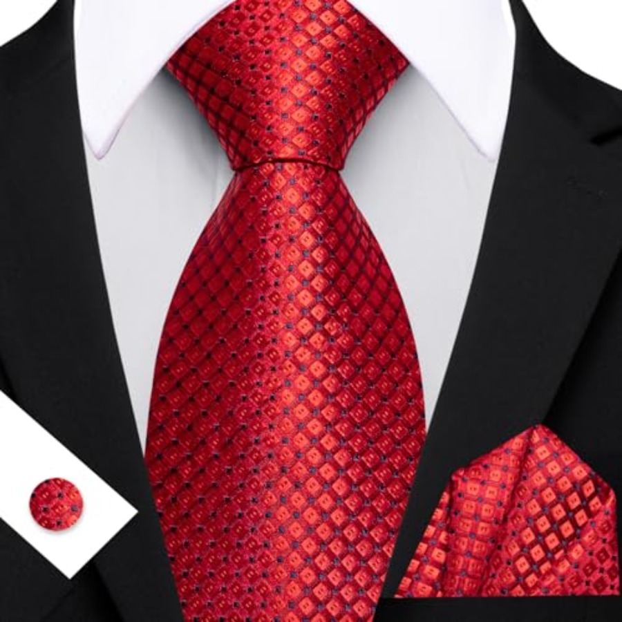 Men Plaid/Striped Ties Set Sil - Pocket Square Set review and price