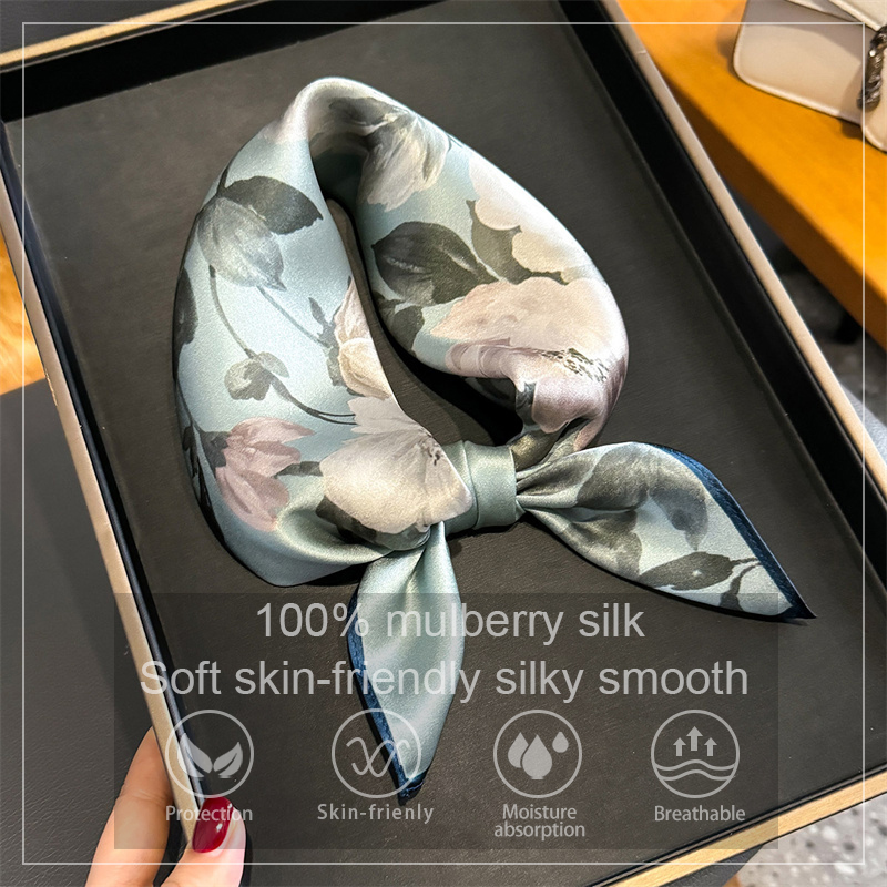100% Silk Scarf Bandana Women  - Scarf Silk Square review and price