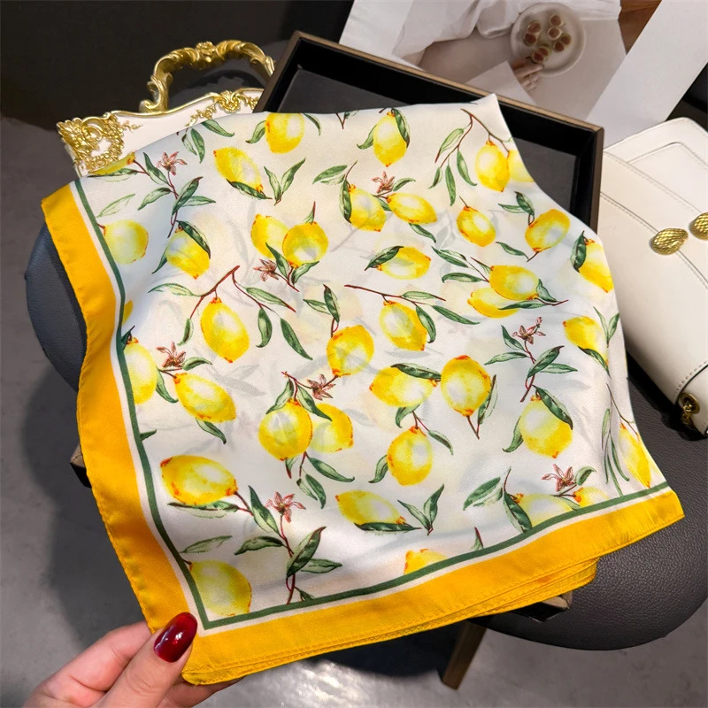 70cm Square Lemon Print Yellow - Ascot Neck Scarf review and price