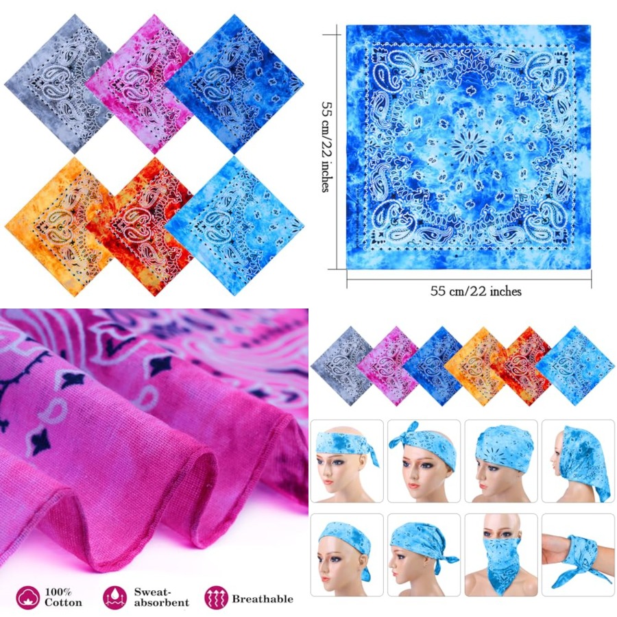 URATOT 6 Pack Tie Dye Bandana  - Handkerchief Cotton Men review and price
