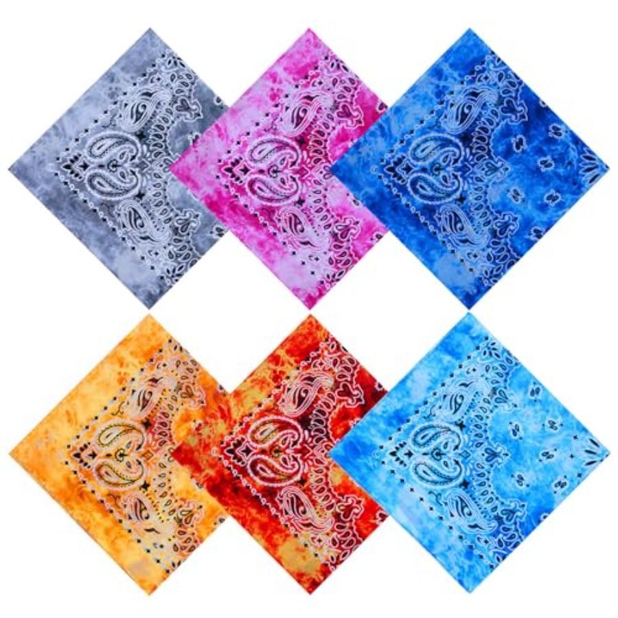 URATOT 6 Pack Tie Dye Bandana  - Handkerchief Cotton Men review and price