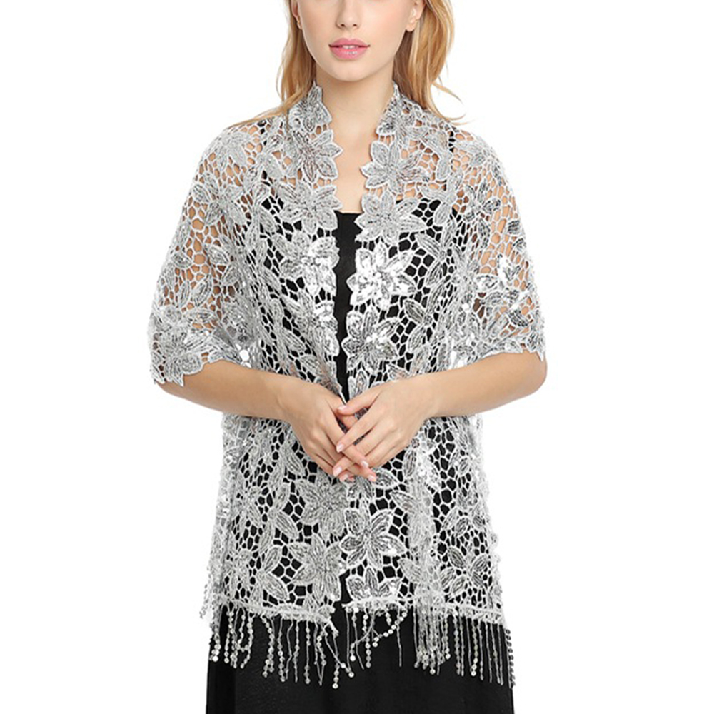 Bridal Wedding Hollow Sequin L - Stole Wedding Shawl review and price