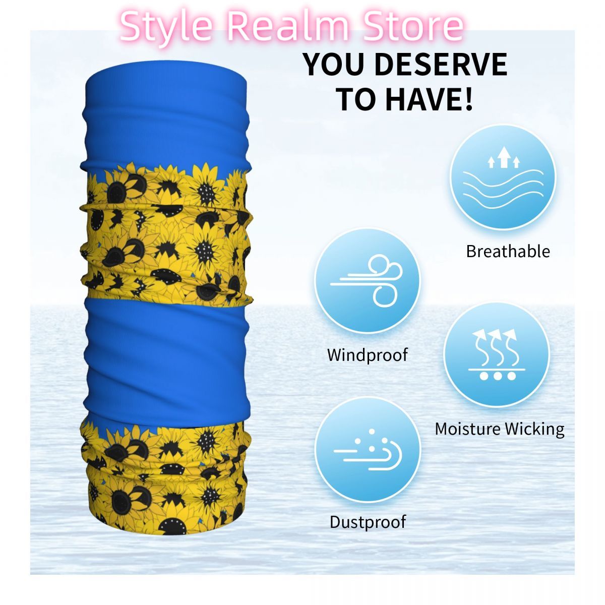 Blue Sunflower Printed Winter  - Neck Warmer Tube review and price