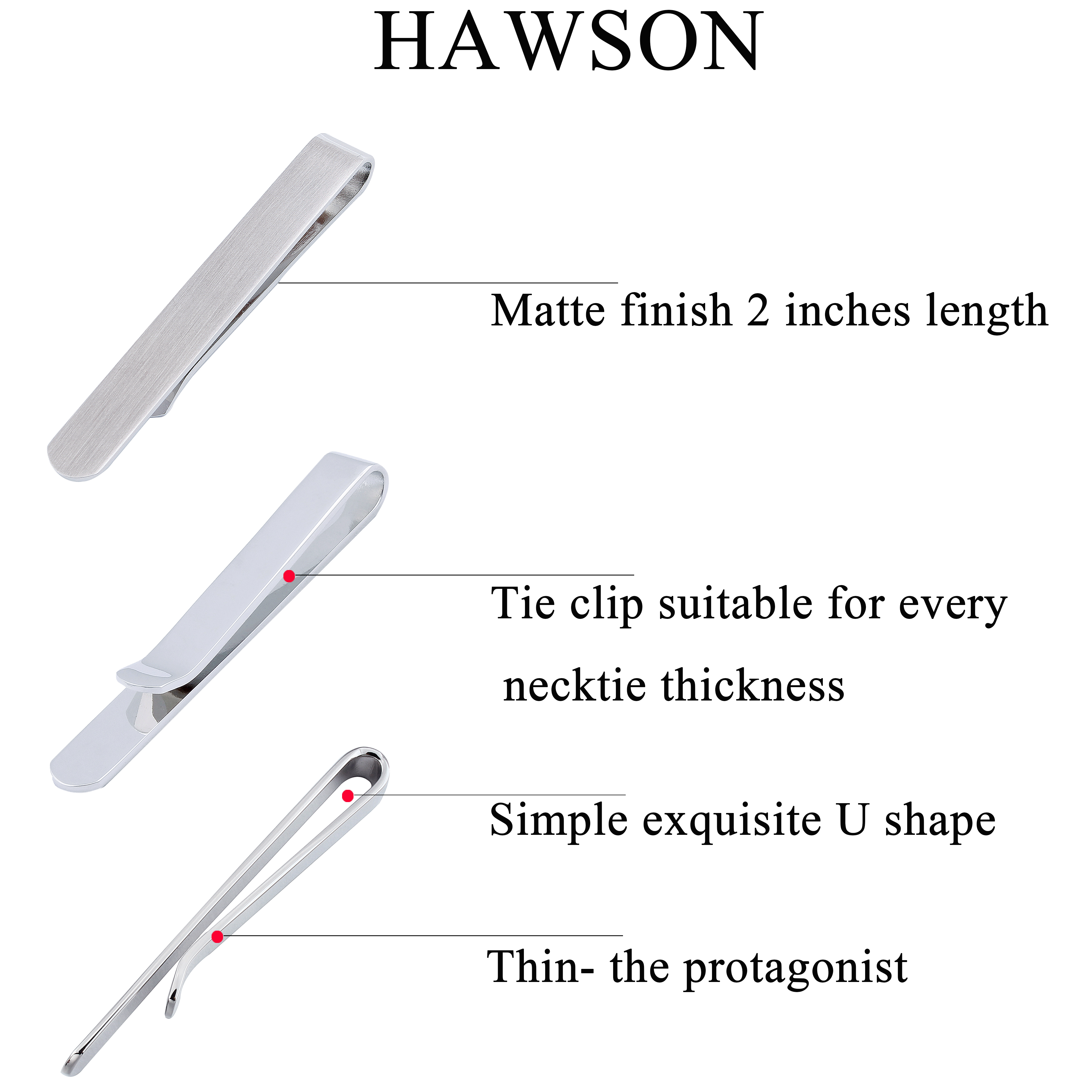HAWSON 4pcs Skinny Tie Clip fo - Tie Bar Set Gift review and price