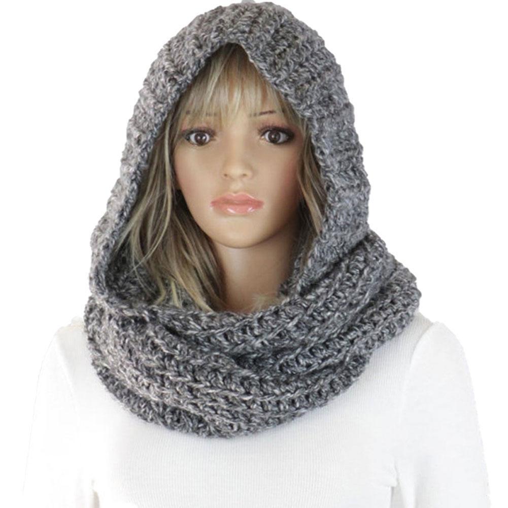 Knitted Hooded Scarf Winter Wo - Infinity Scarf Knit review and price