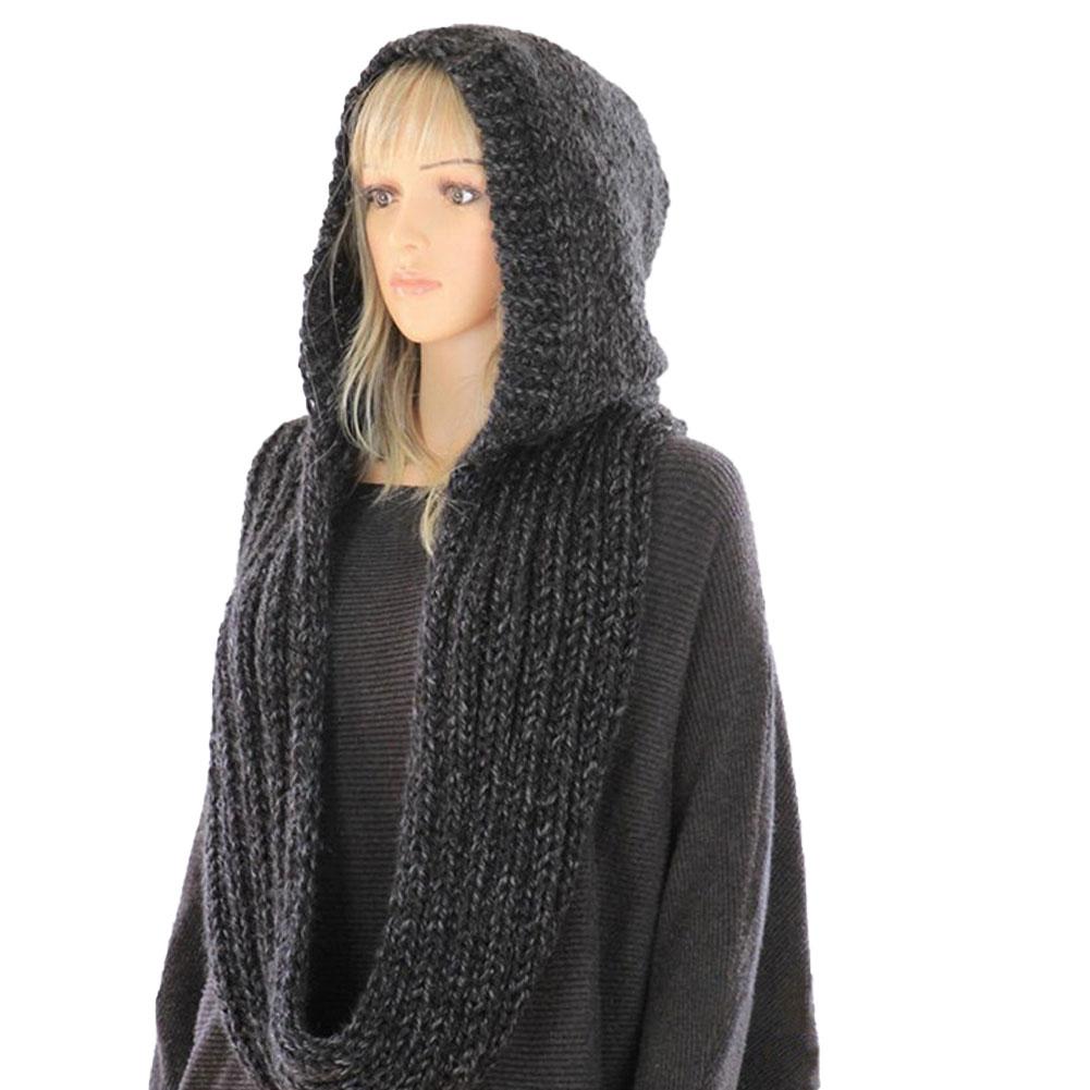 Knitted Hooded Scarf Winter Wo - Infinity Scarf Knit review and price