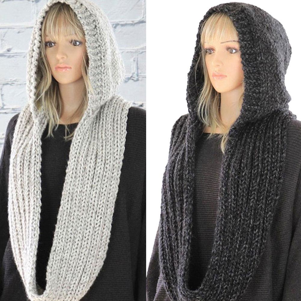 Knitted Hooded Scarf Winter Wo - Infinity Scarf Knit review and price