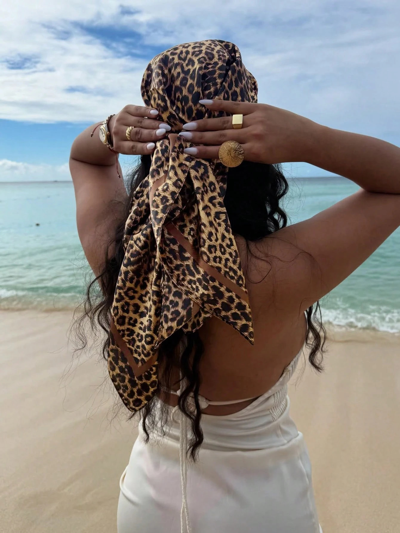 90cm Leopard Print Neckerchief - Scarf Silk Square review and price