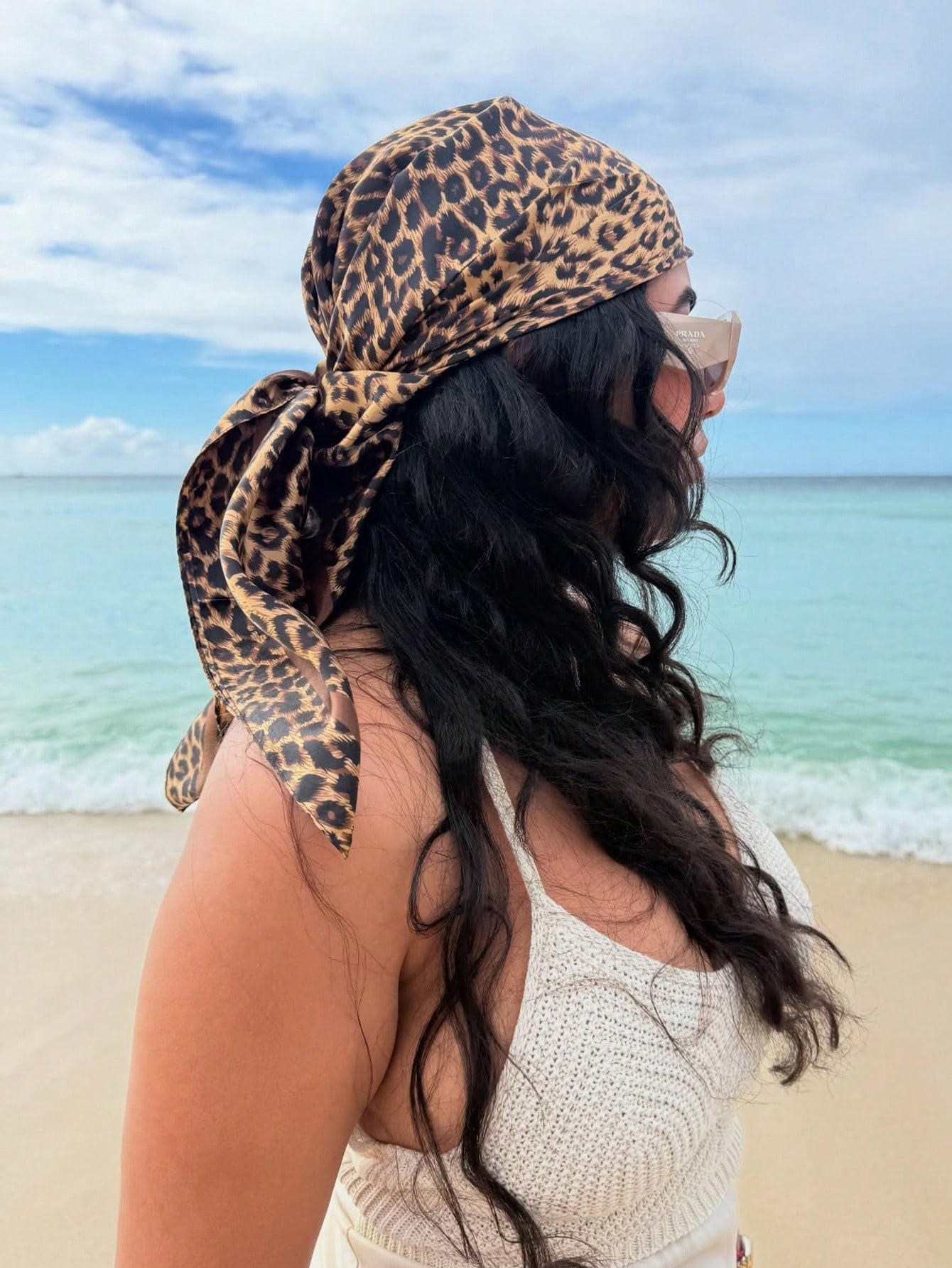 90cm Leopard Print Neckerchief - Scarf Silk Square review and price