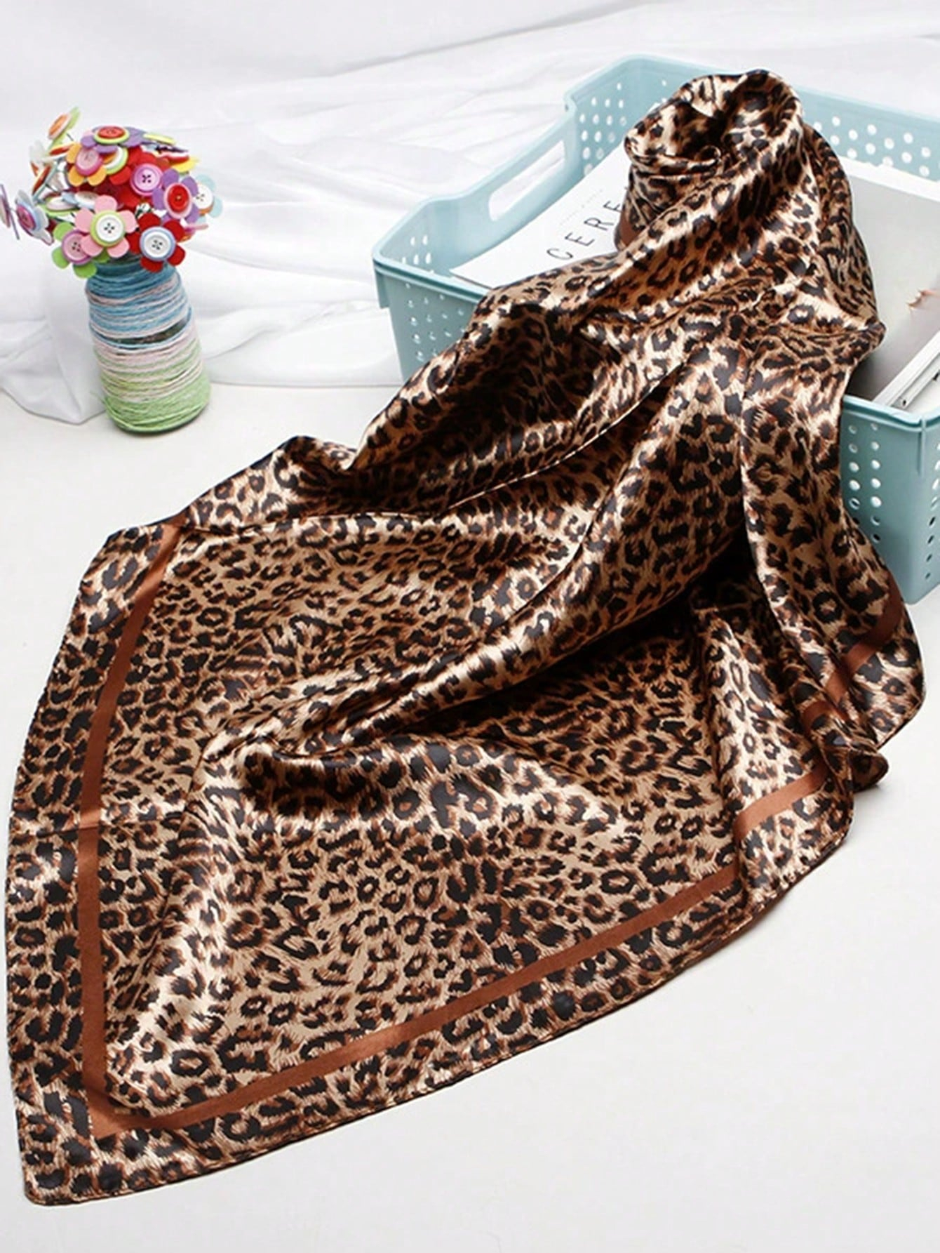 90cm Leopard Print Neckerchief - Scarf Silk Square review and price