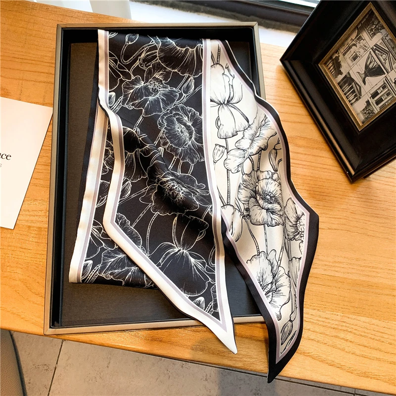 Luxury Long Silk Scarf Female  - Silk Neck Scarf review and price