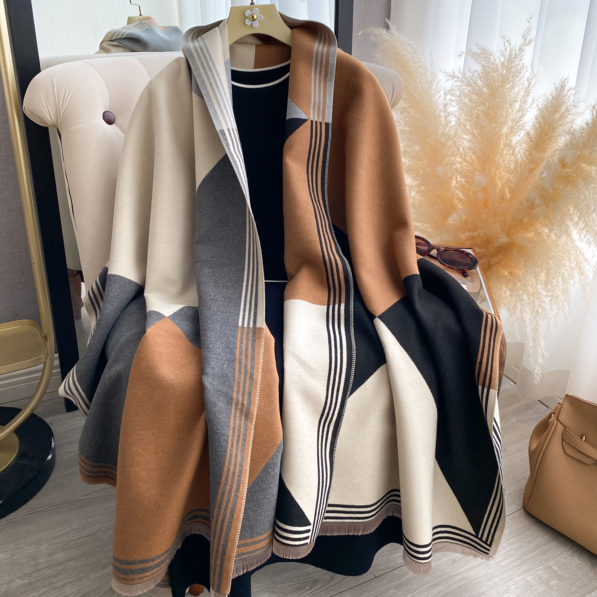 2025 Luxury Winter Cashmere Sc - Woven Scarf Blanket review and price