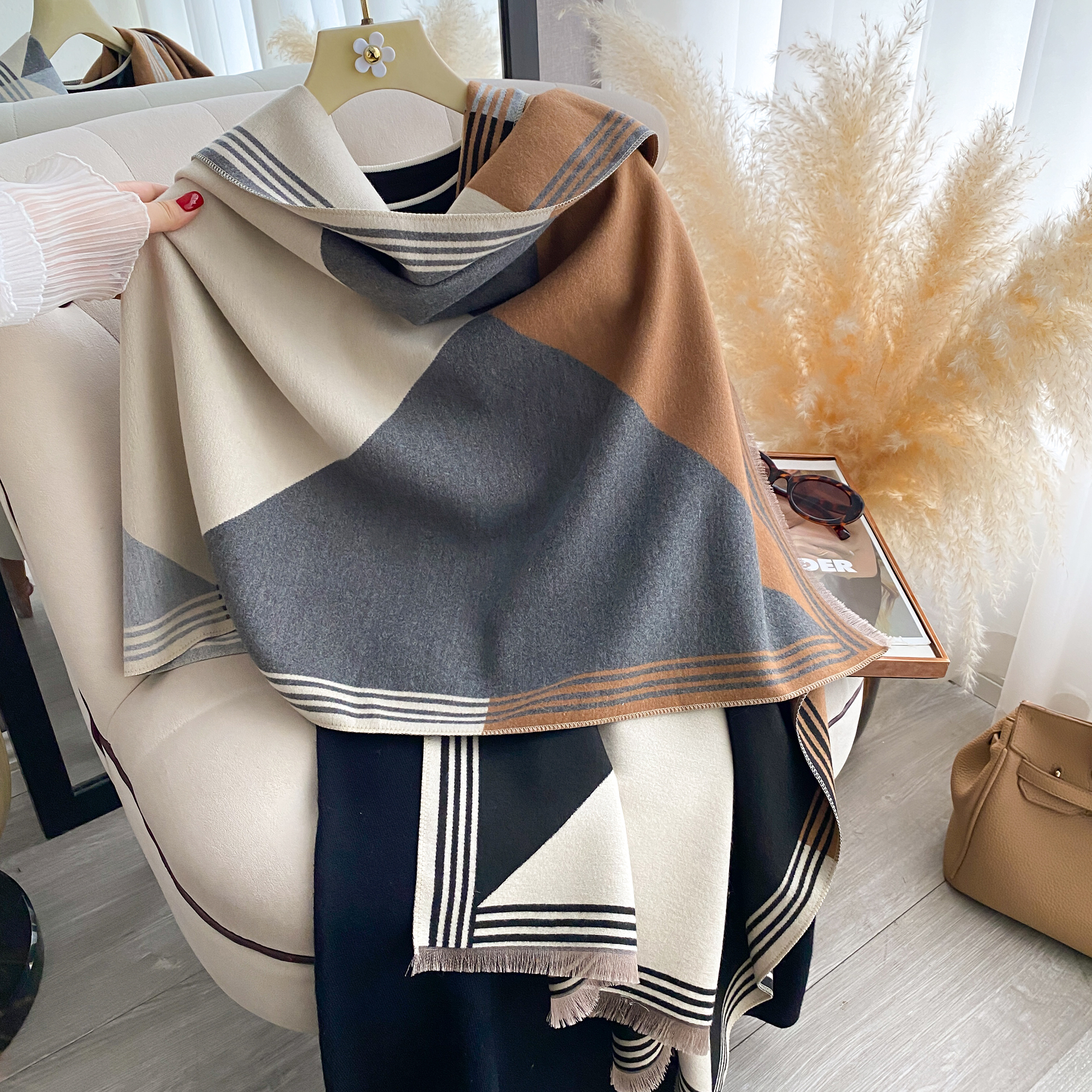 2025 Luxury Winter Cashmere Sc - Woven Scarf Blanket review and price