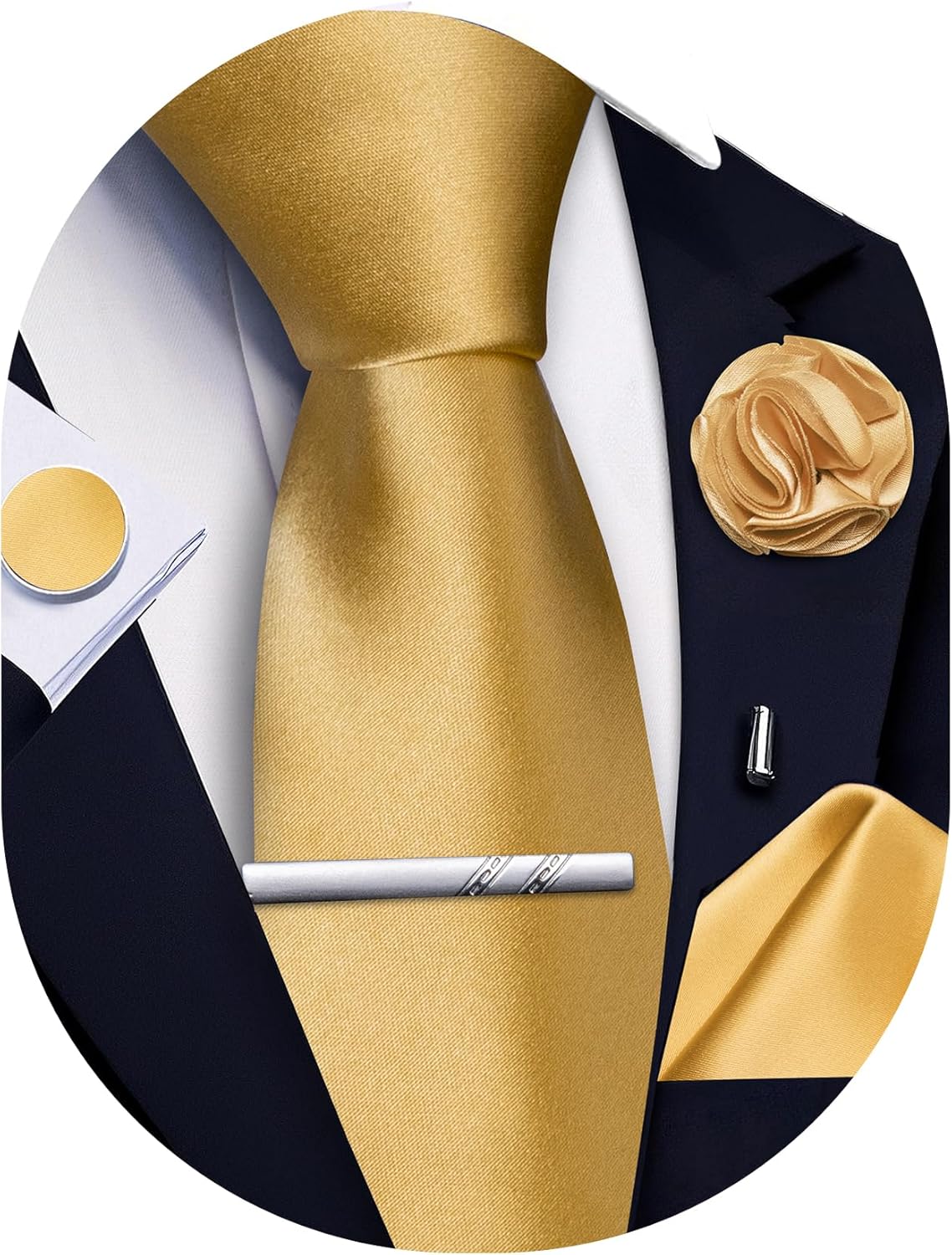 5Pcs Men's Silk Satin Tie Set  - Pocket Square Set review and price