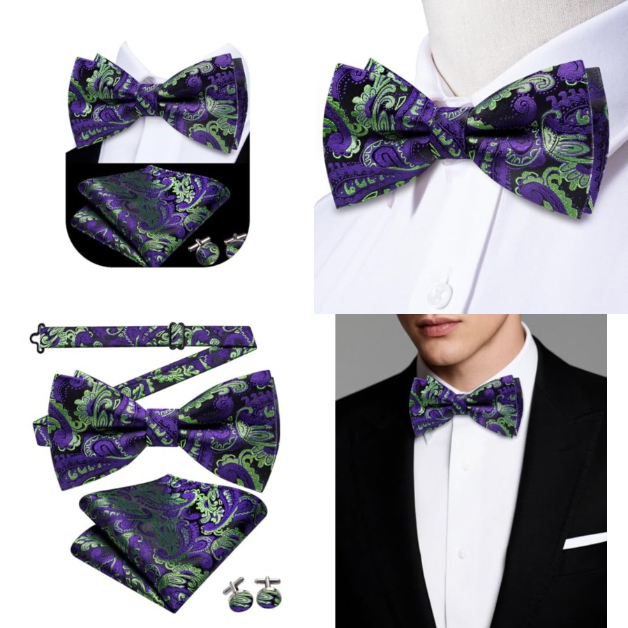 Mens Paisley Striped Bowtie Se - Pocket Square Set review and price