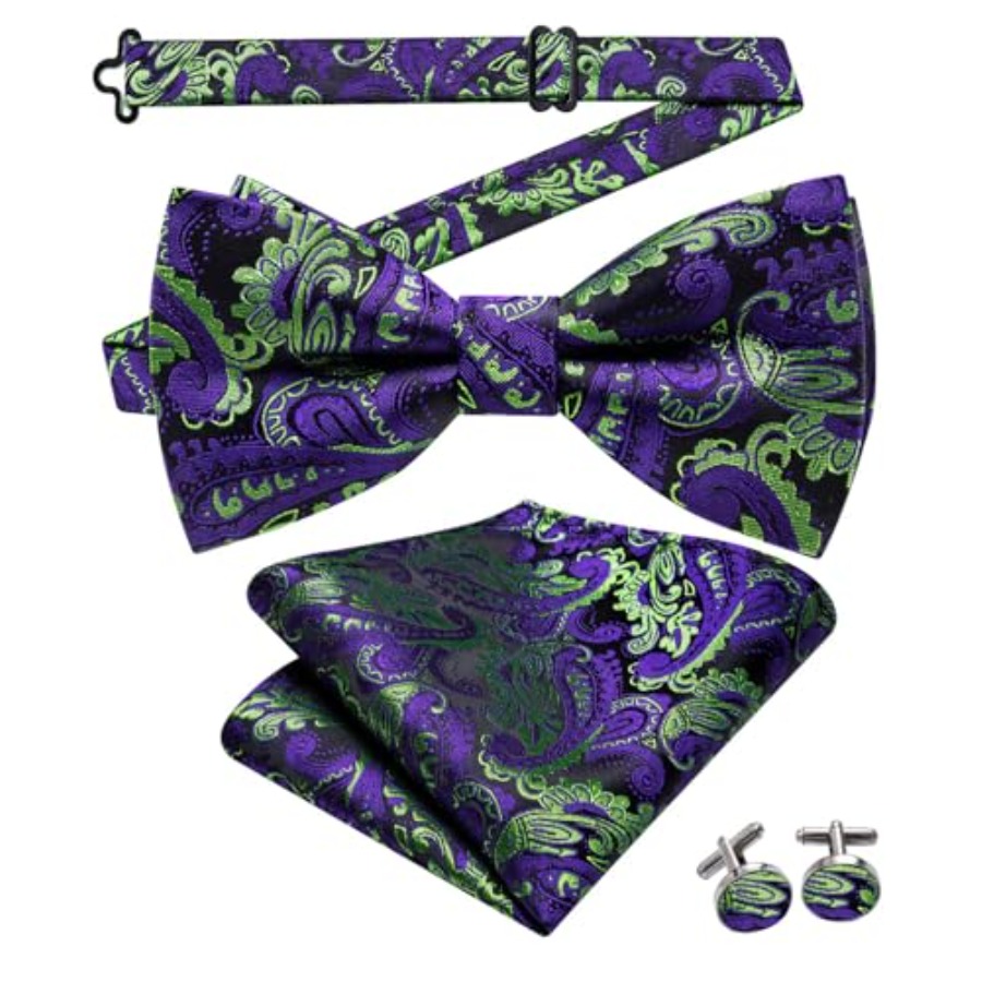 Mens Paisley Striped Bowtie Se - Pocket Square Set review and price