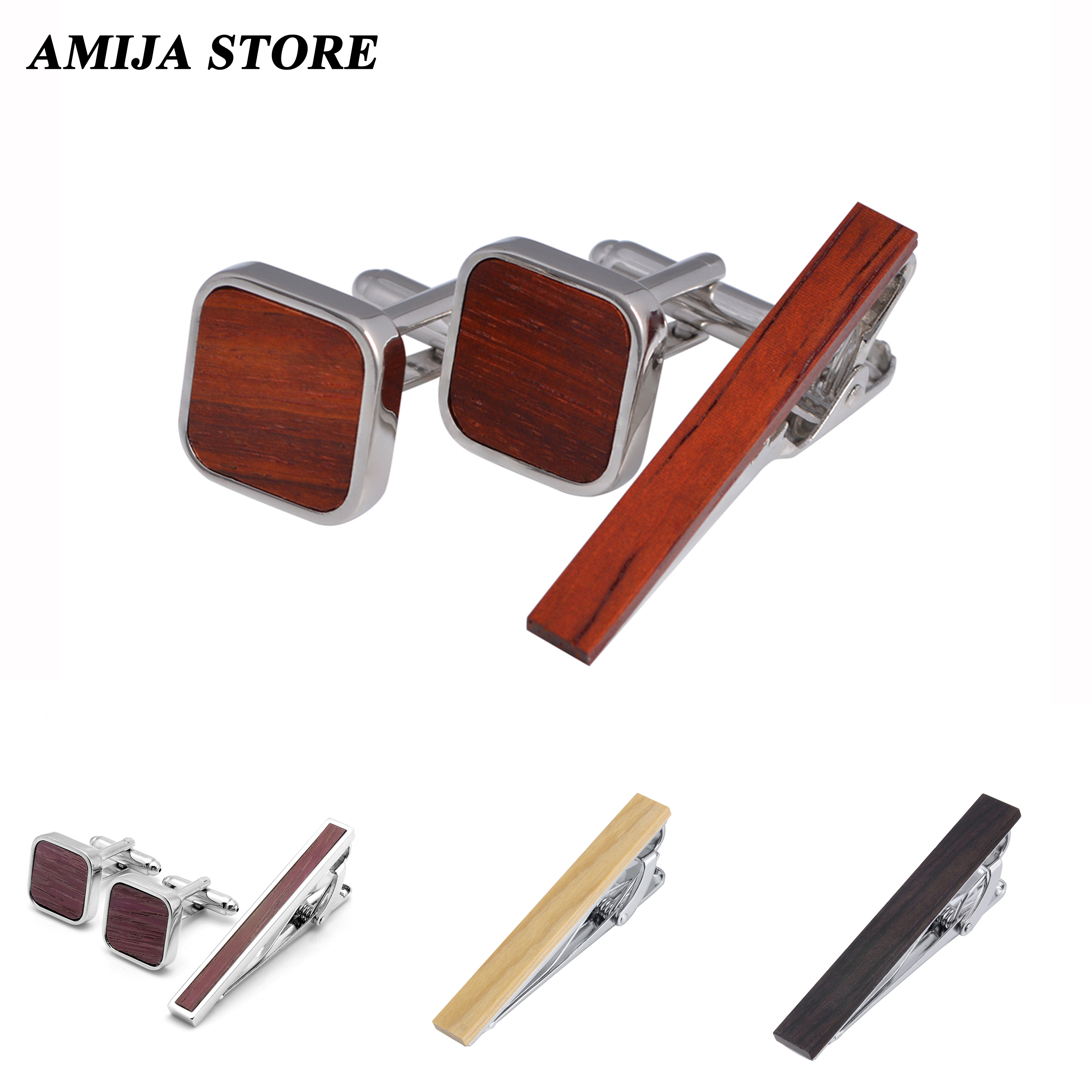 High Quality Wooden Cufflinks  - Tie Bar Set Gift review and price