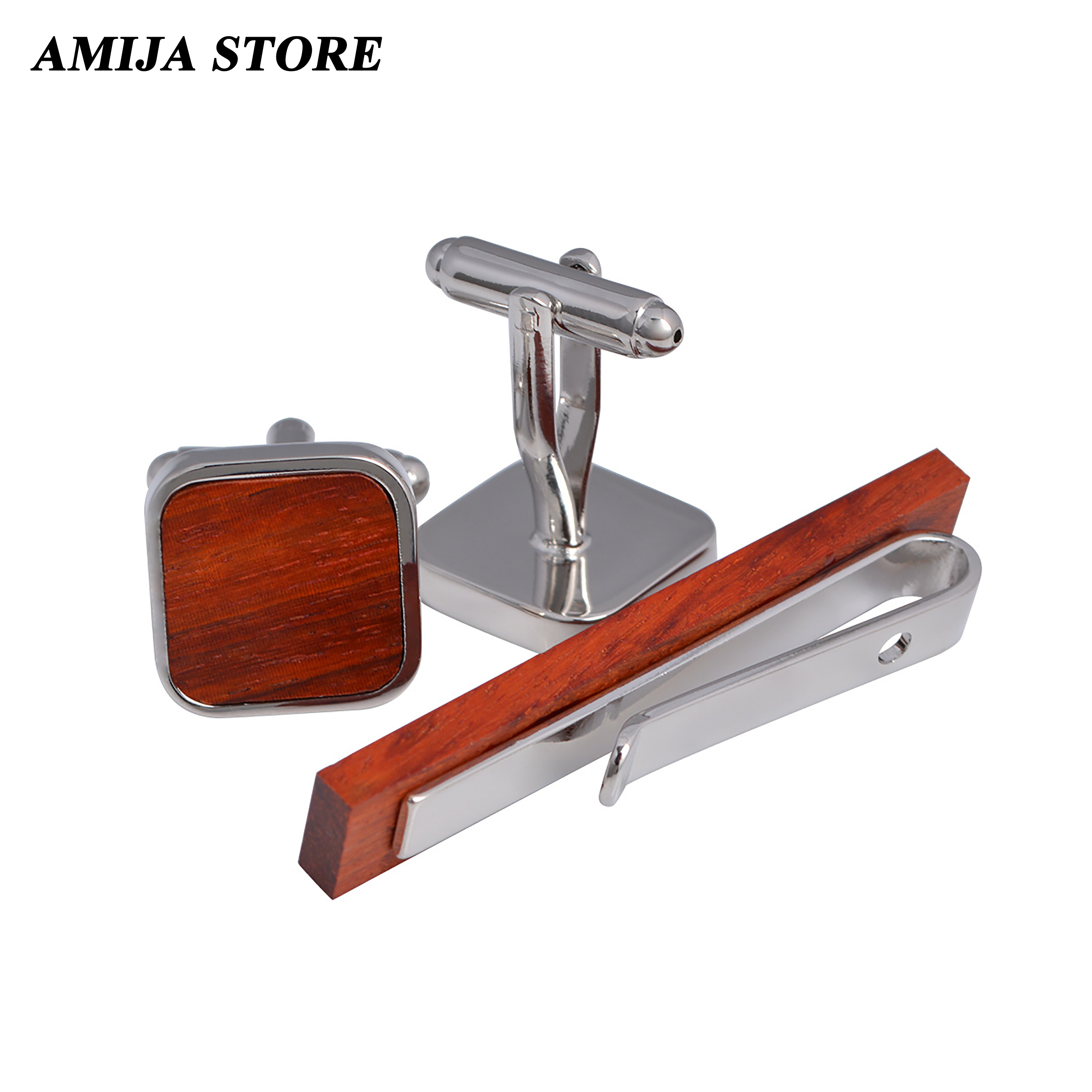 High Quality Wooden Cufflinks  - Tie Bar Set Gift review and price
