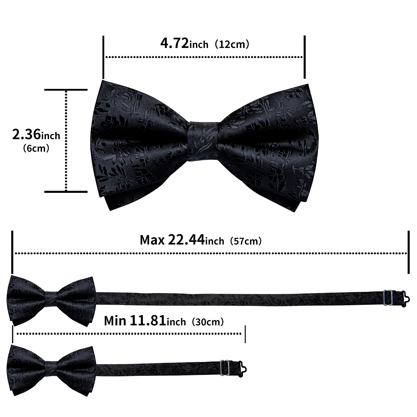 4Pcs Black Solid Floral Men's  - Bow Tie Pre Tied review and price