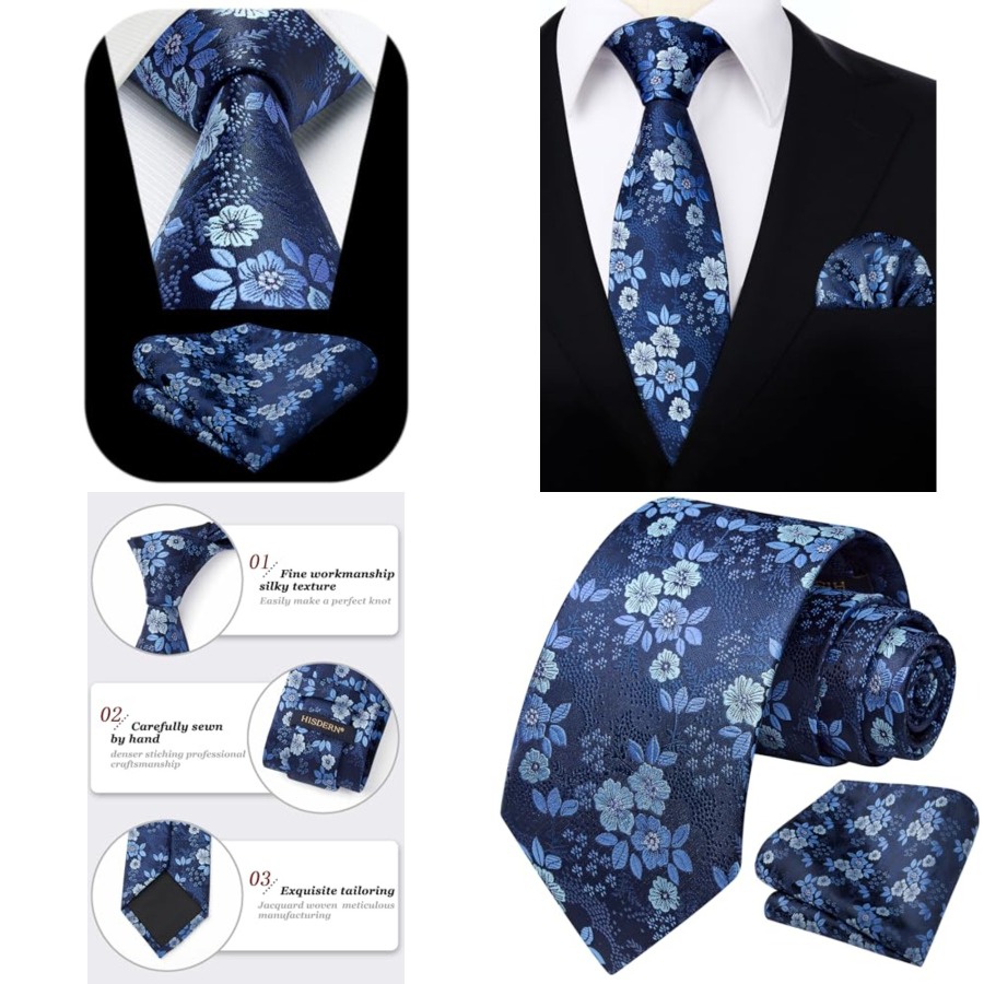 Extra Long Ties for Men Classi - Pocket Square Set review and price
