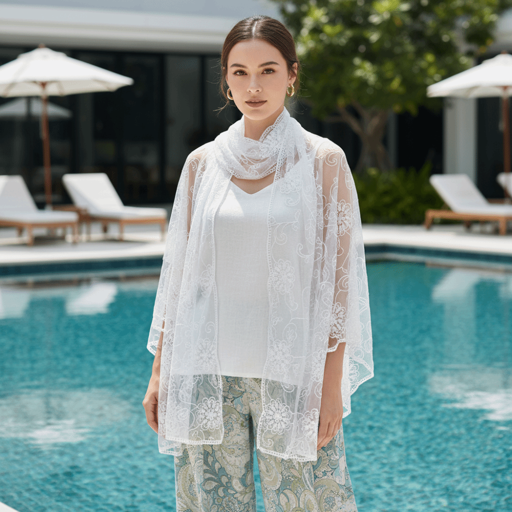 Lace Scarf Embroidered Floral  - Stole Wedding Shawl review and price