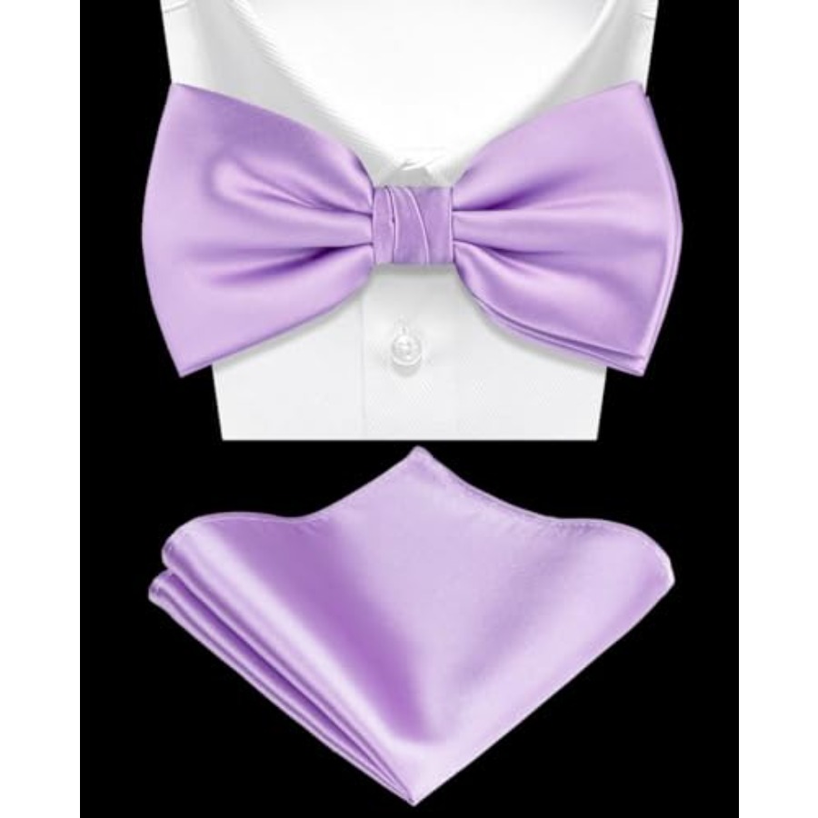 Solid Color Pre-tied Bow Tie a - Pocket Square Set review and price