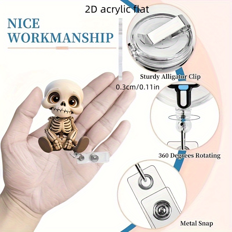 2D Flat, Acrylic Dazed Skull H - Lanyard Badge Holder review and price