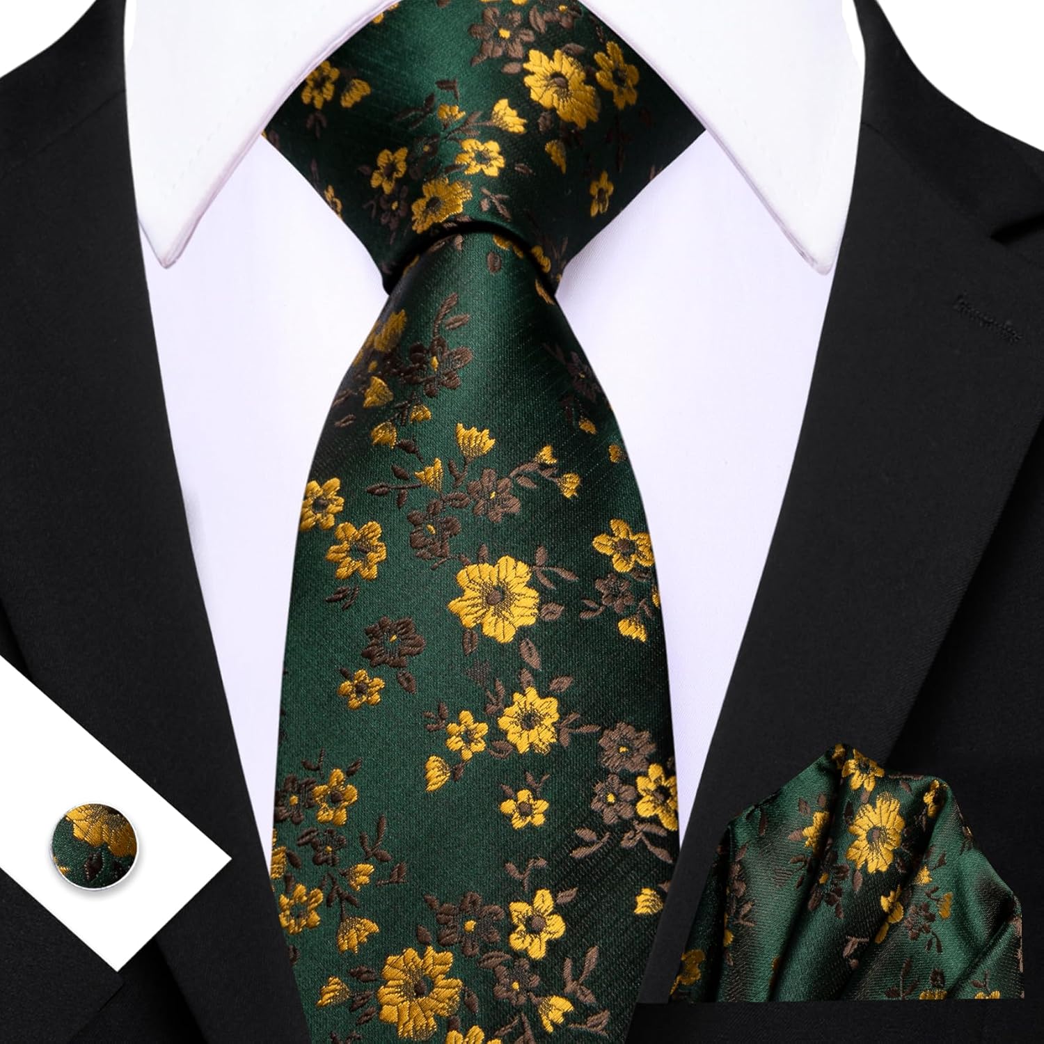 Men's Floral Paisley Silk Tie  - Pocket Square Set review and price