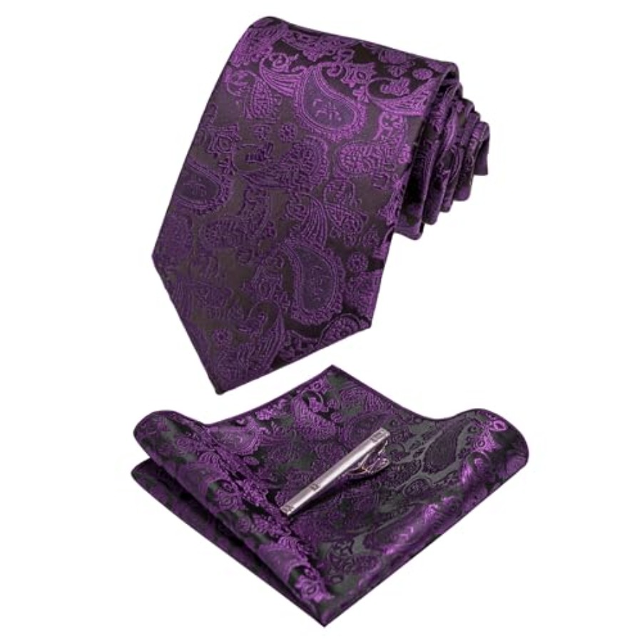 Mens Solid Color Paisley Neckt - Pocket Square Set review and price